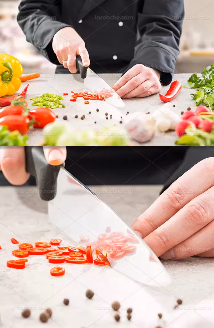 عکس با کیفیت خرد کردن سبزیجات | گرافیک با طعم تربچه