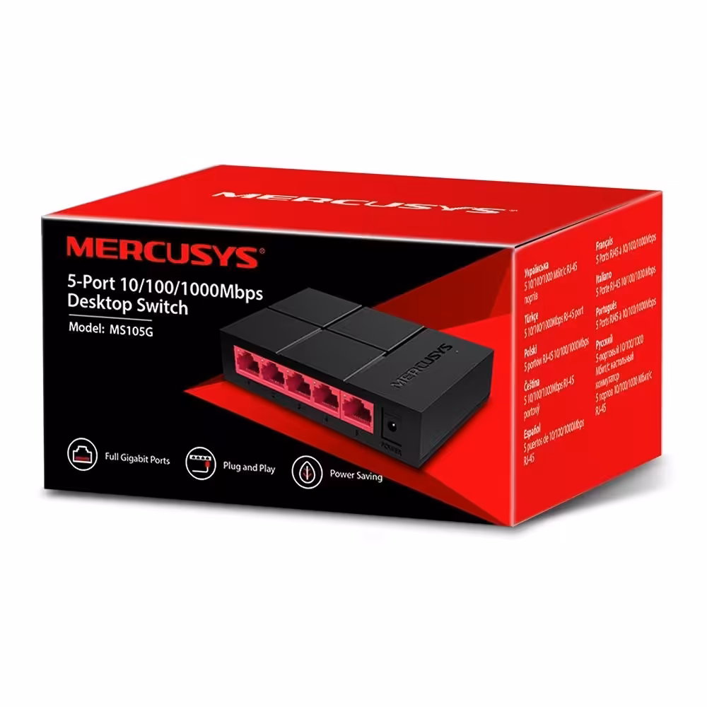 Mercusys MS105G 5Port 10/100/1,000 Mbps Desktop Switch - تکنو لینک 148