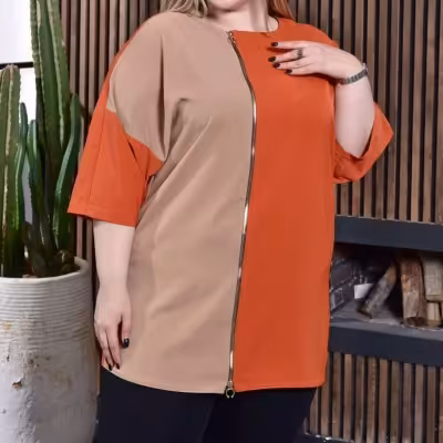تونیک سوپر سایز کیمونو زنانه الیزه گرم بالا خرجکار زیپ از سایز 48 تا64