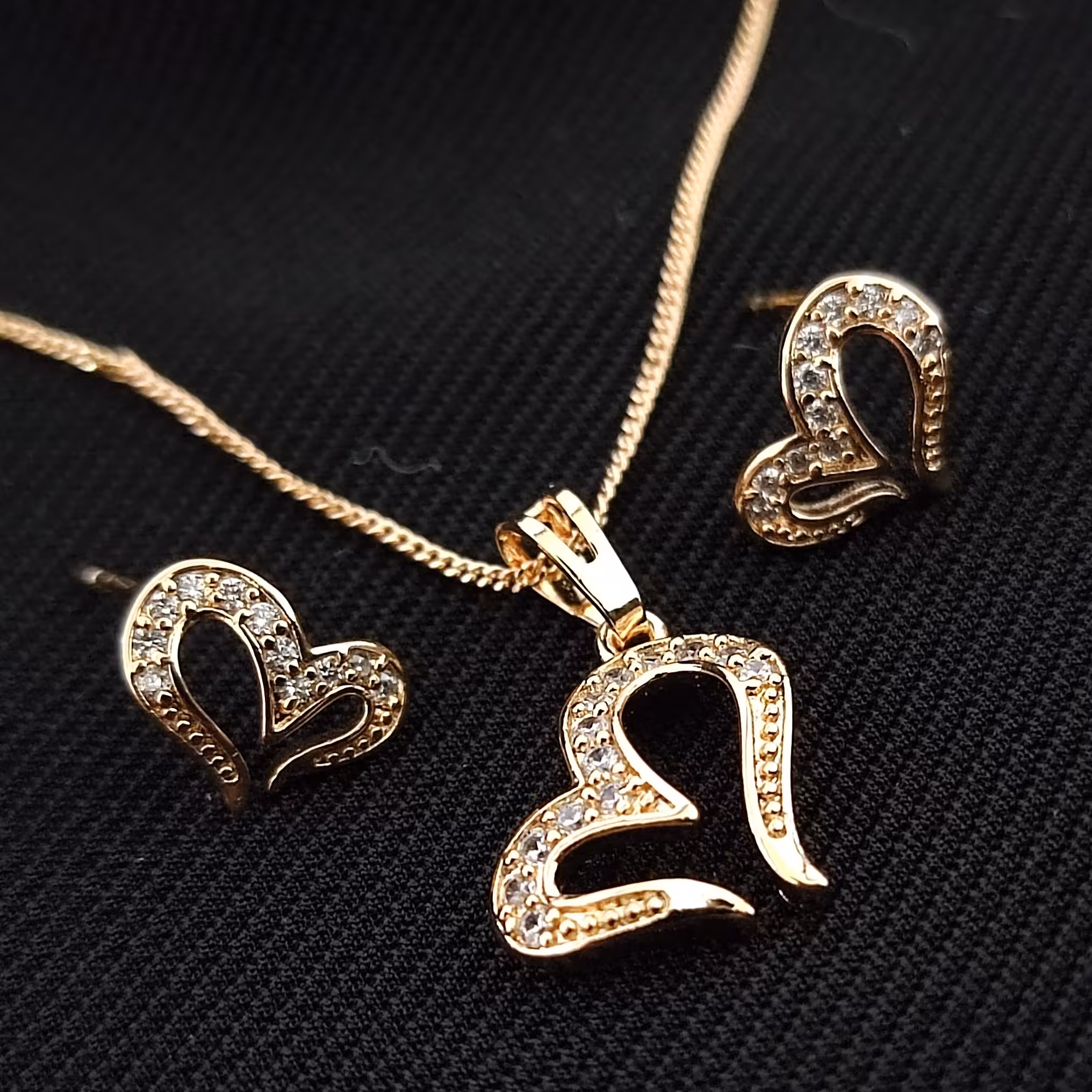 نیم ست ژوپینگ قلبی نگین دار