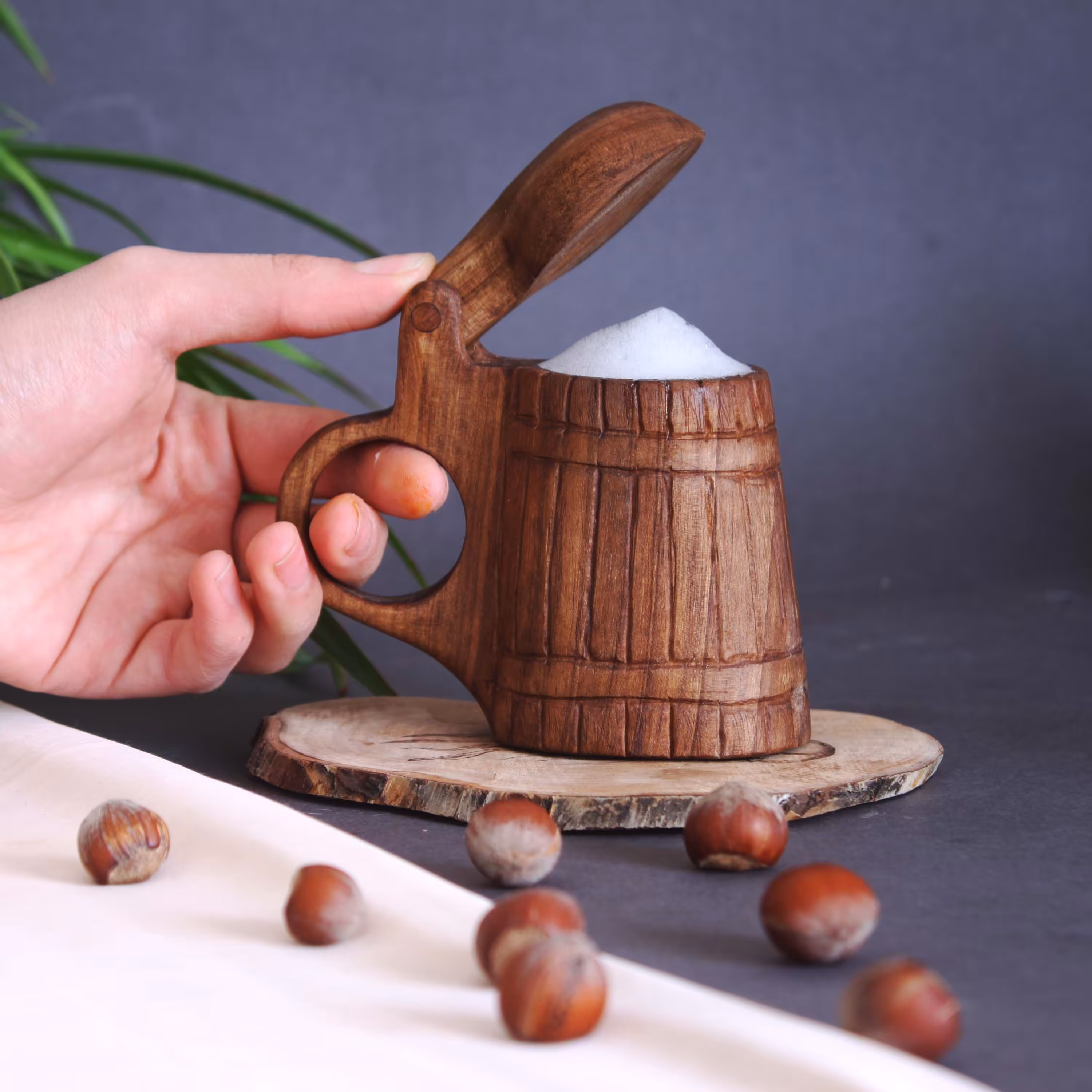 کوکسا اسپرسو شات دست ساز چوبی طرح سطلی.ماگ چوبی . لیوان چوبی