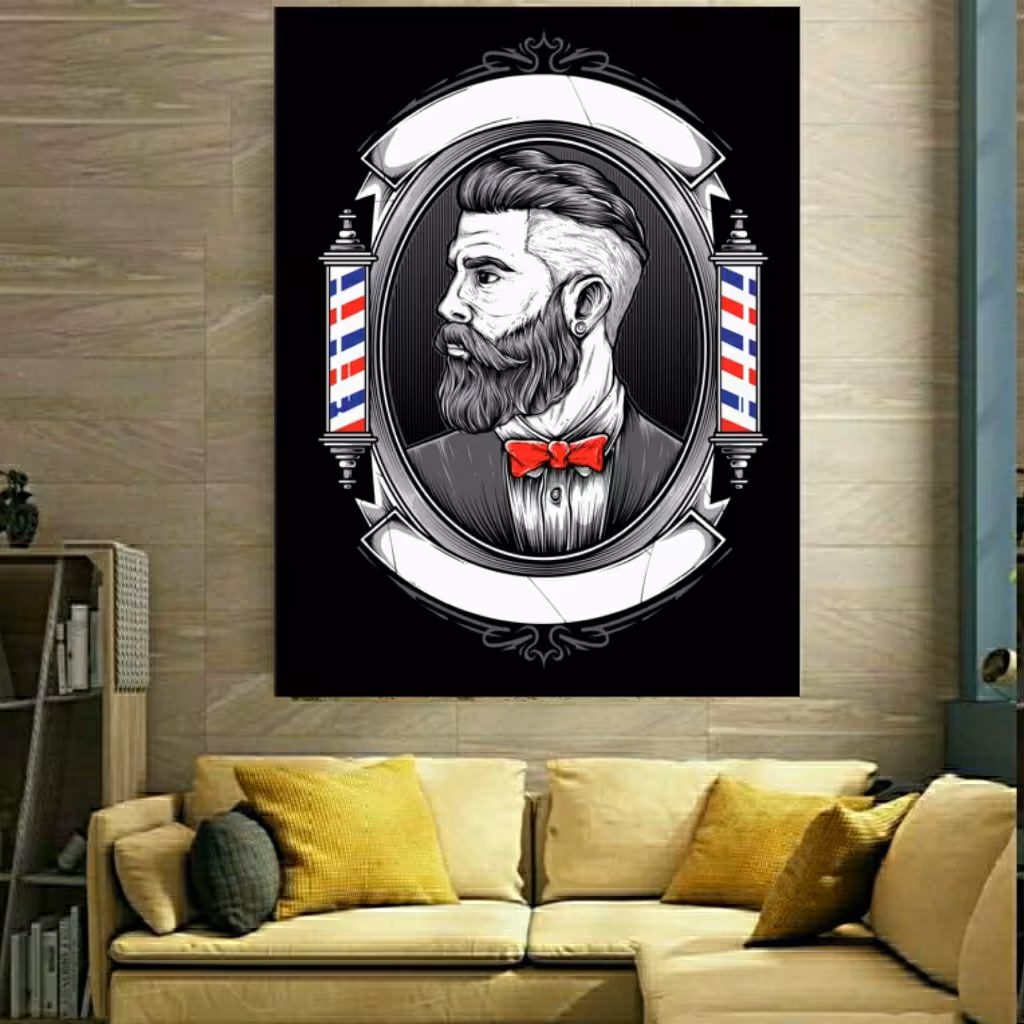 پوستر پارچه ای طرح ارایشگاه مردانه مدل 34