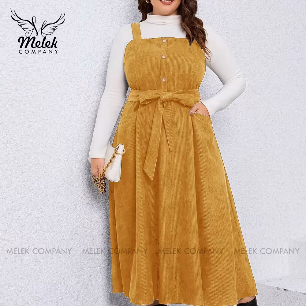  سارافون مجلسی دکمه نما دوجیب با کمربند
 جنس مخمل کبریتی وارداتی

