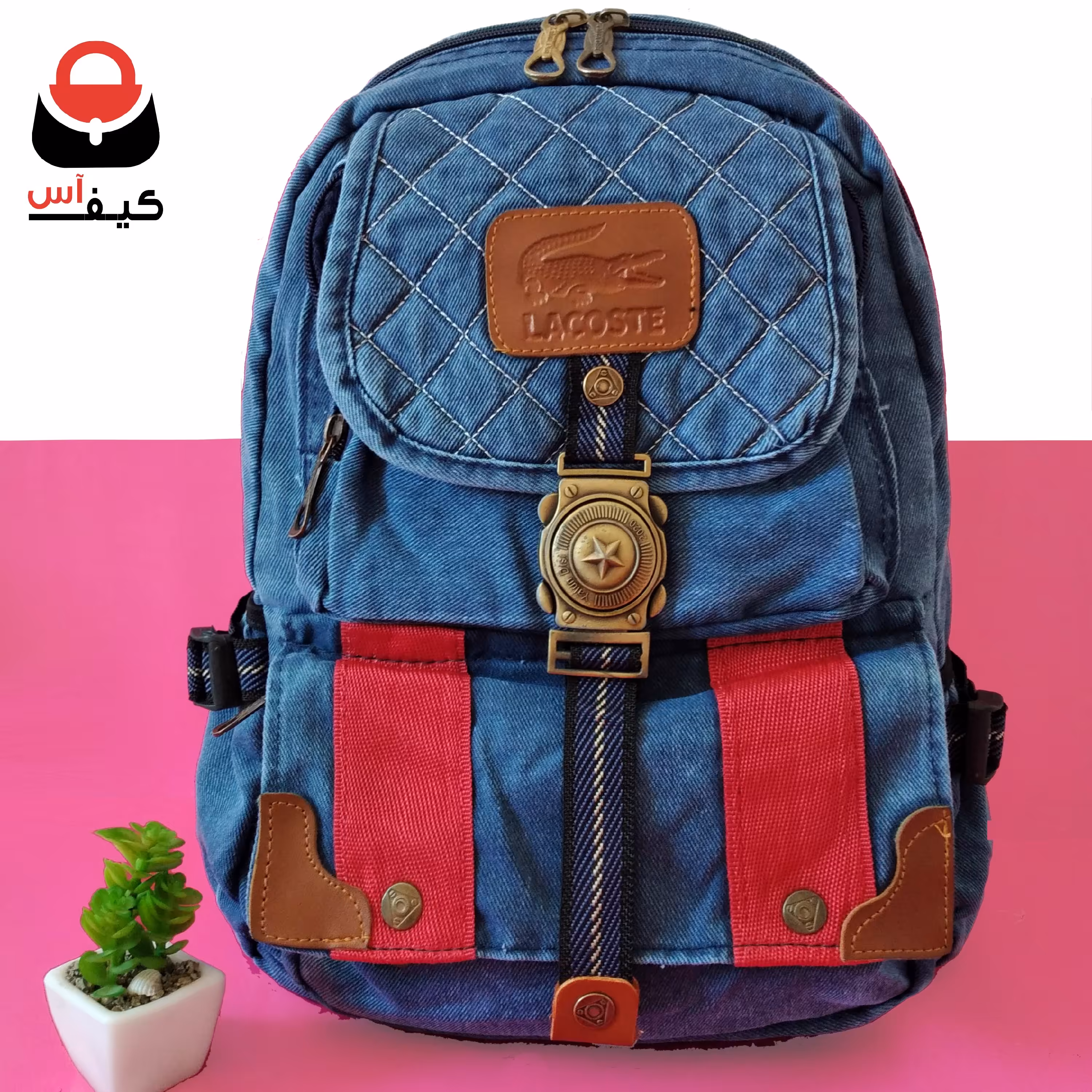 کوله پشتی لی جین زرد شیک و جادار مدل دوخونه اسپورت