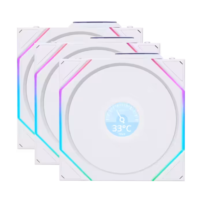 فن کیس لیان لی UNI FAN TL-LCD Wireless Reverse 120 White بسته 3 عددی | تکاف