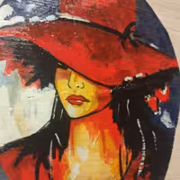 نقاشی روی چوب پرتره صورت