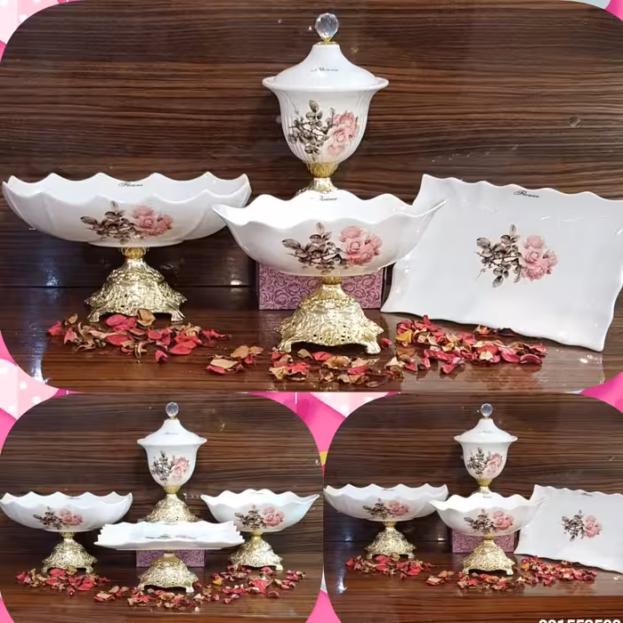 سرویس پذیرایی 4 تکه طرح ترانسفر گل رز 1