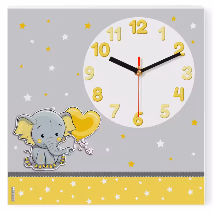 ساعت دیواری کودک MOMMY طرح فیل و قلب کد 1114