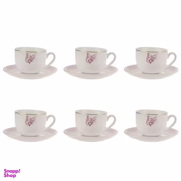 سرویس چای خوری 12 پارچه چینی زرین ایران سری ایتالیا اف مدل Rose Flower 021