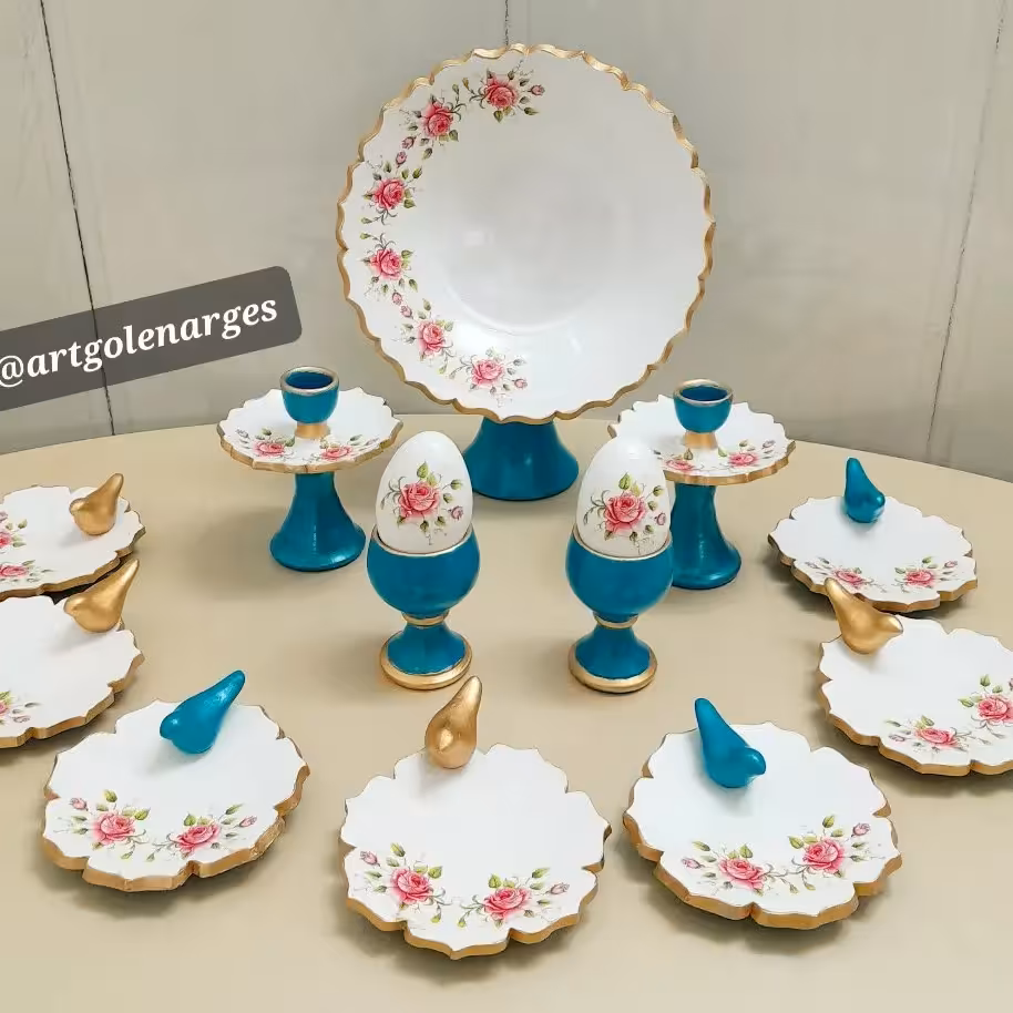 هفتسین یا هفت سین سفالی  فیروزه ای  