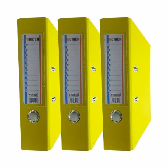 زونکن A4 لبه فلزی کتان مدل پدیده بسته سه عددی رنگ زرد