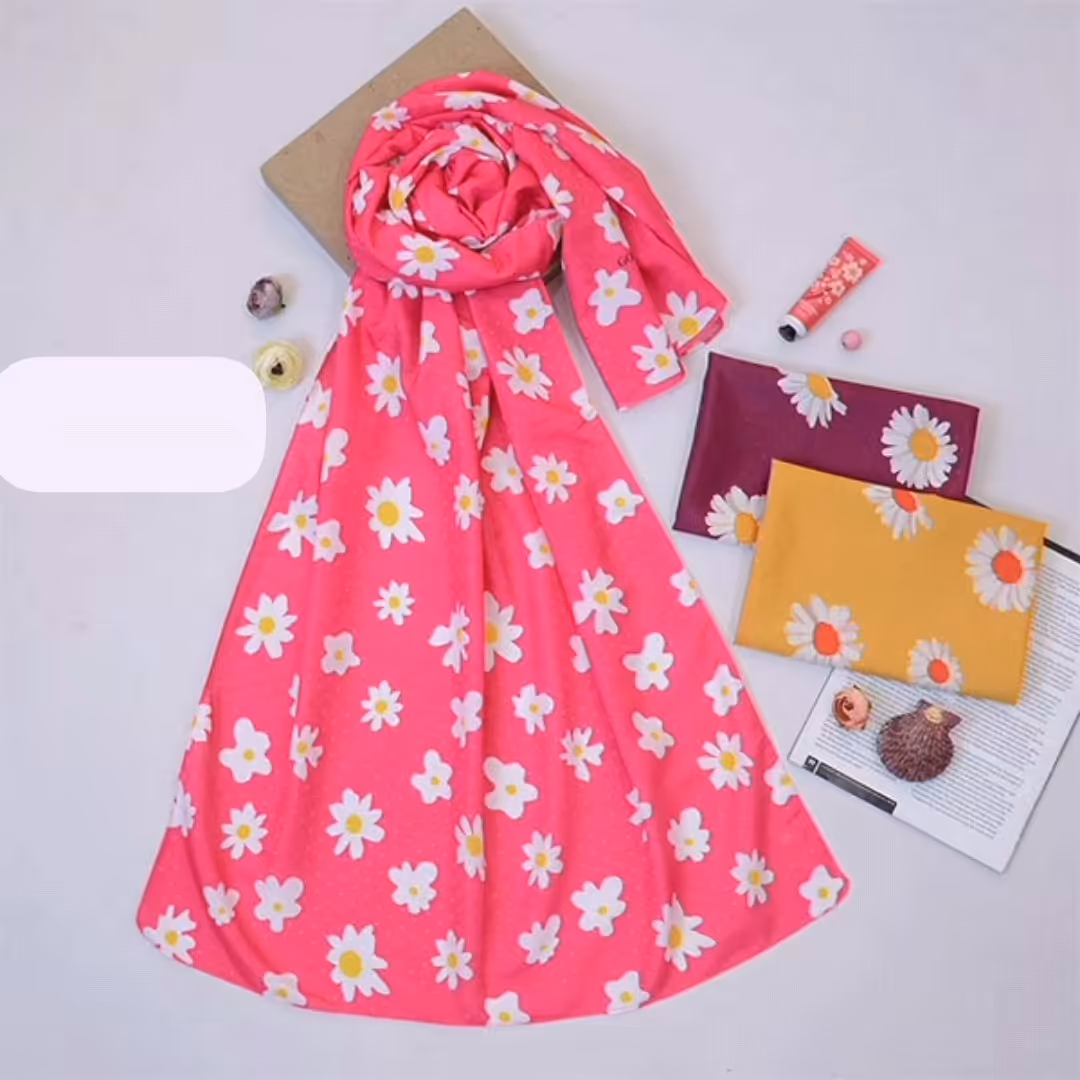شال بابونه نخی قواره دار دور دوخت