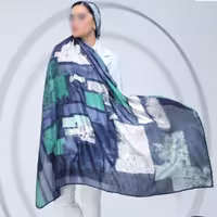 روسری نخ بلفی ژاکارد   پانتی  ارسال رایگان بسیار شیک وباکیفیت دور دست  دوز سرمه ای قواره بزرگ 140 در8 رنگ