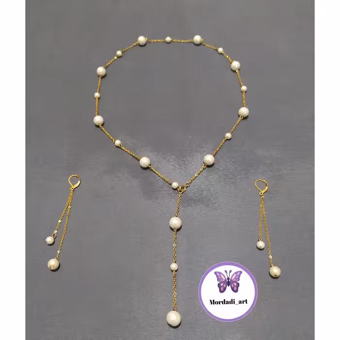 نیمست گردنبند و گوشواره مروارید