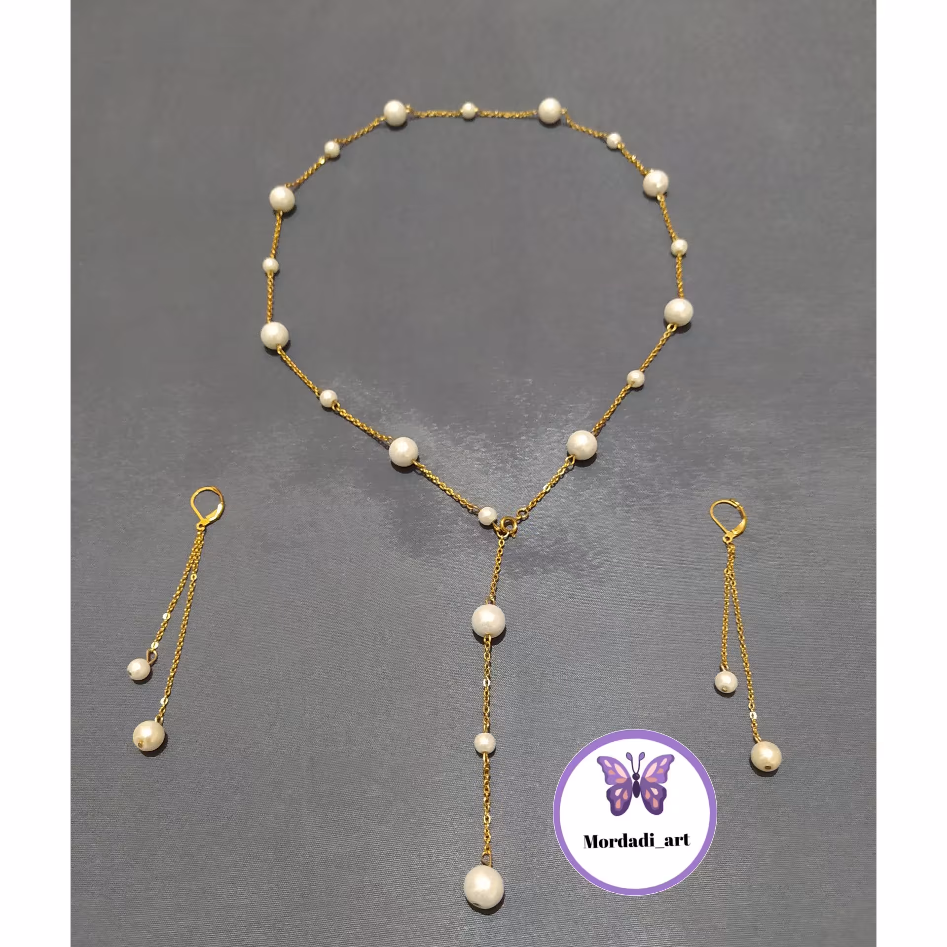 نیمست گردنبند و گوشواره مروارید