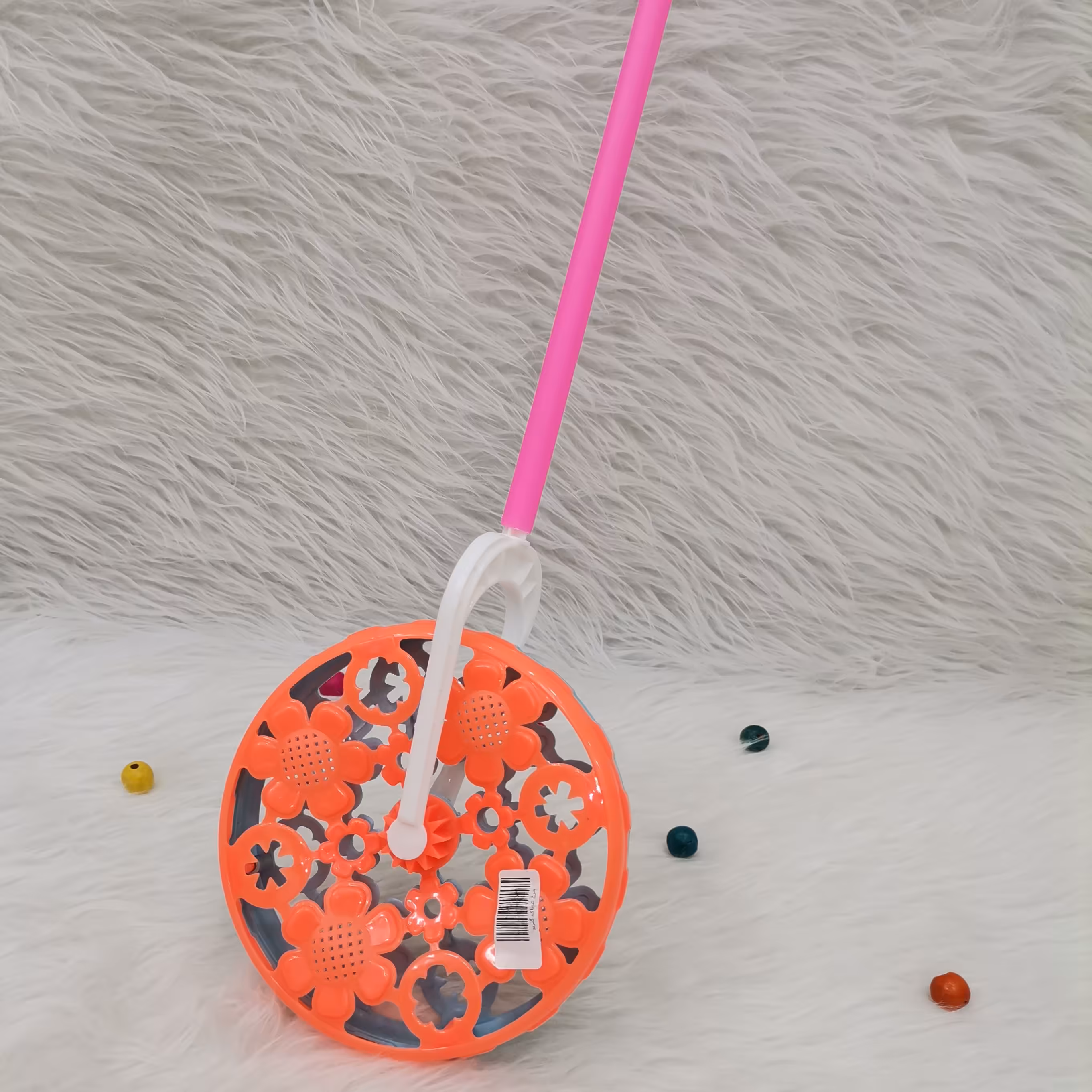 چرخ عصایی مدل گلریز رنگ آبی نارنجی ویژه کودکان نوپا جنس عالی