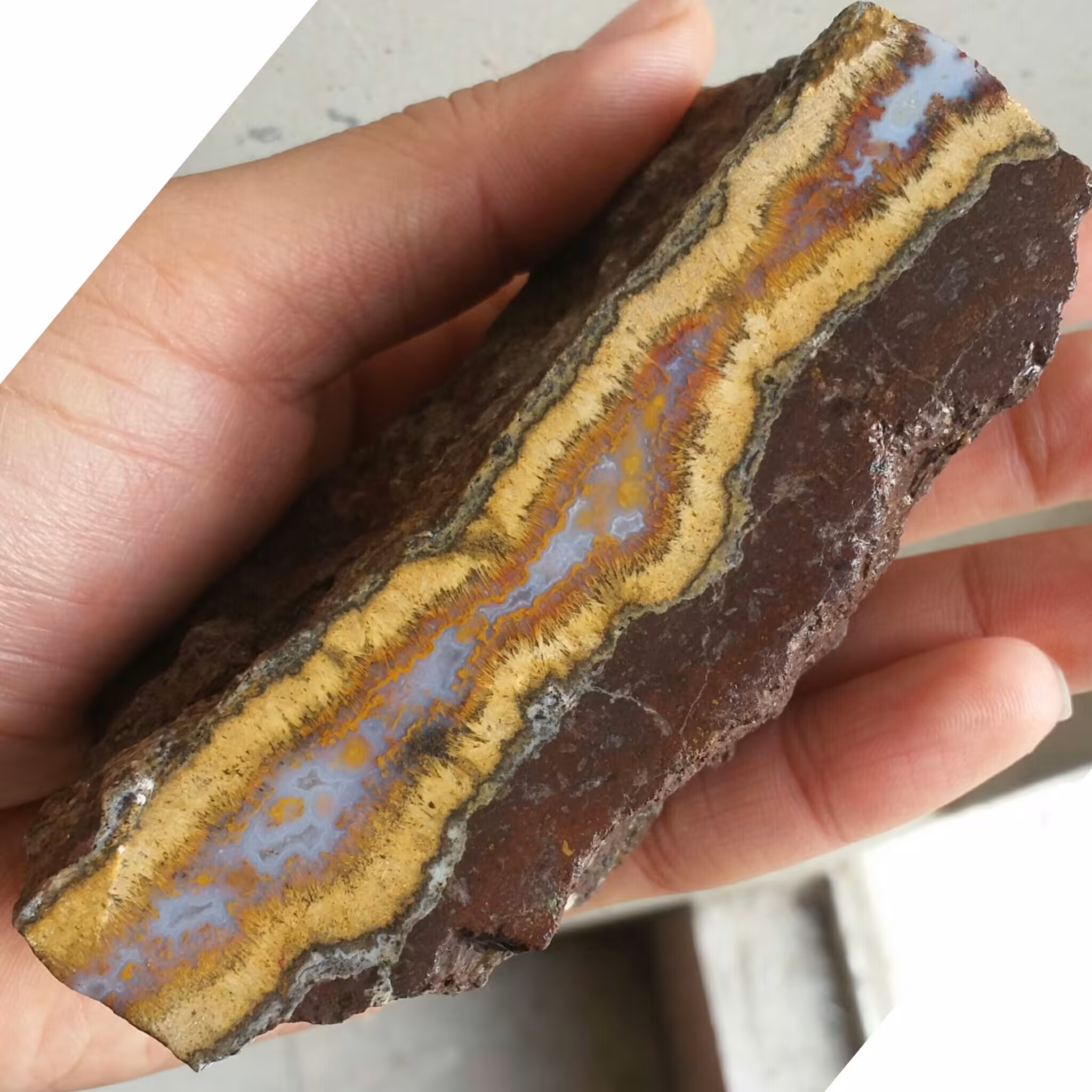 اسلایس سنگ راف غولپیکر عقیق مویی جارویی طلایی بسیار نایاب شاهکار خلقت کاملا طبیعی
با قابلیت ساخت چندین نگین واسلایس مجدد