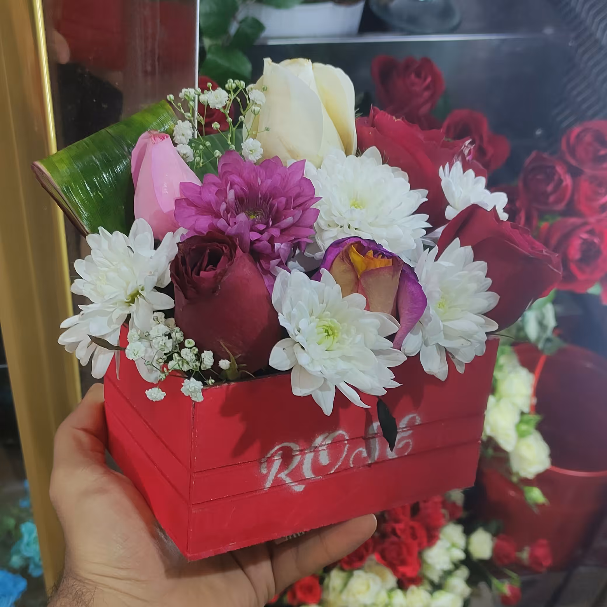 باکس گل جعبه گل جعبه کادویی  تک سایز در رنگ های مختلف جنس ام دی اف 3 میل