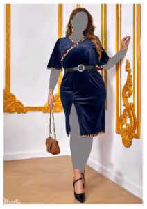 پیراهن مجلسی مخمل مدل مهرو سایز بزرگ