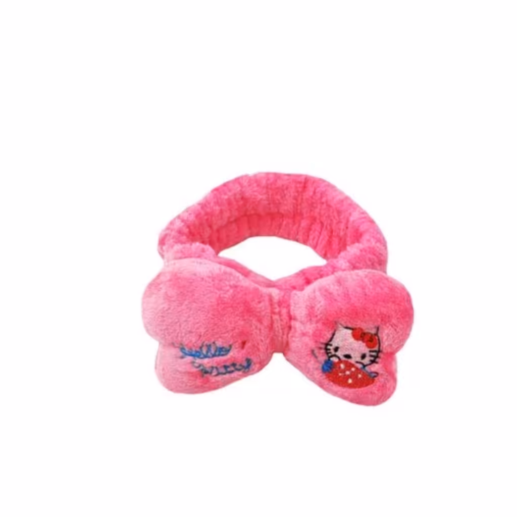 هدبند حوله ای پاپیونی کیتی رنگ سرخابی