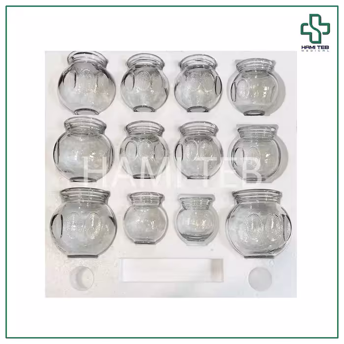 لیوان بادکش شیشه ای ست 12 عددی (کل بدن)
