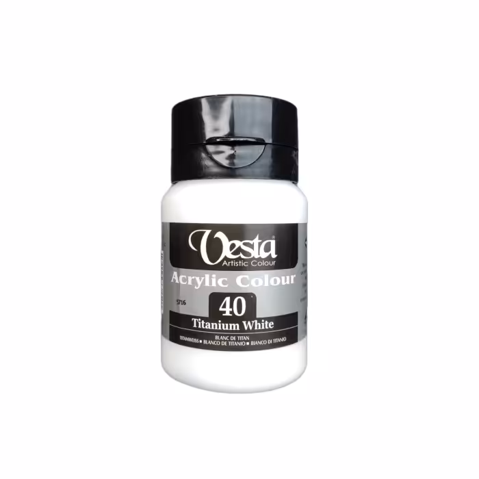 رنگ اکریلیک وستا کد 40 حجم 250 میل رنگ Titanium White