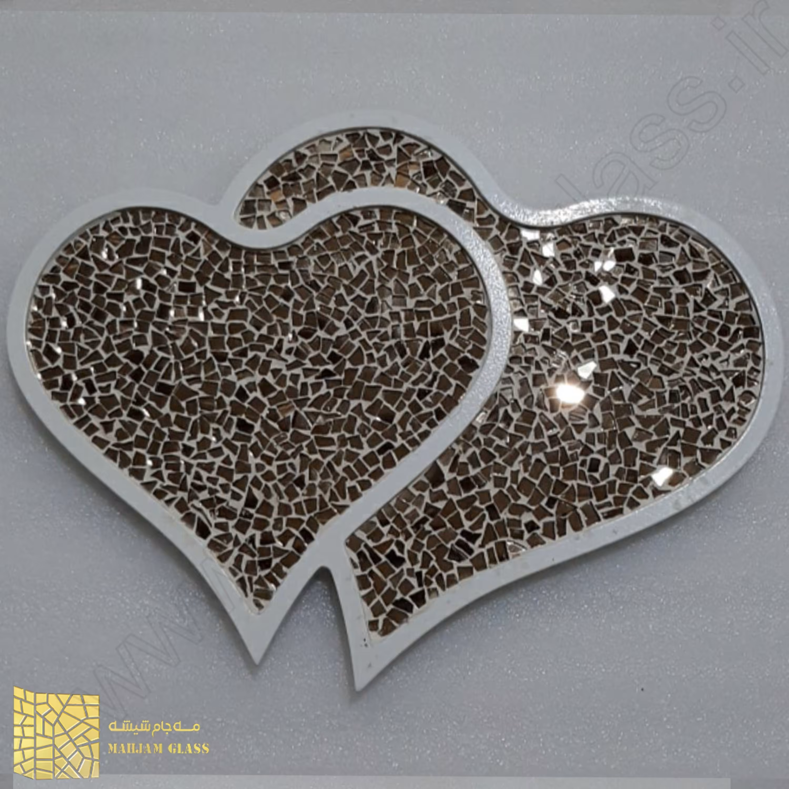 آینه قلب دو تیکه قاب دار برنز