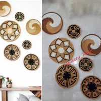 دیوارکوب حصیری کپوبافی با روکش کاموا به تعداد در عکس با رنگ و سایز دلخواه (پس کرایه)