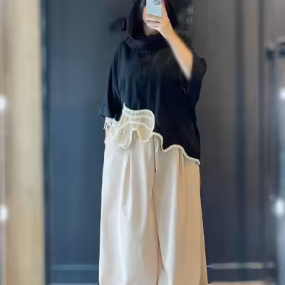 ست شومیز شلوار لنین مدل ترلان - کد 1063