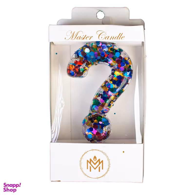 شمع تولد مدل لاکچری پولک دار طرح علامت سوال