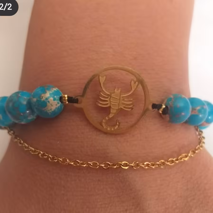 دستبند ماه تولد آبان و فیروزه آفریقایی