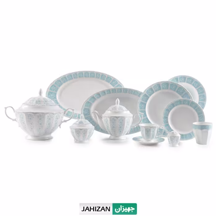 سرویس چینی زرین 103پارچه آرتمیس فیروزه ای سری نئوکلاسیک