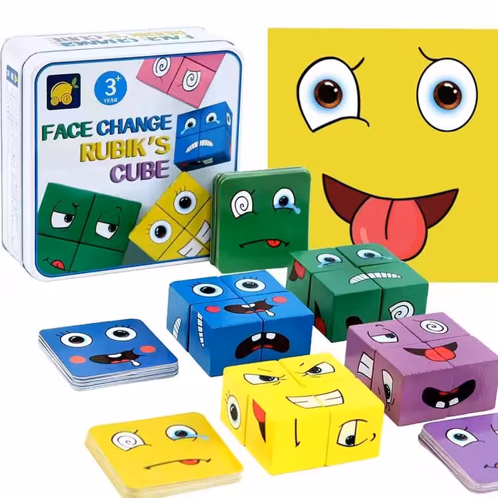 پازل مکعبی چوبی طرح چهره مدل JX307