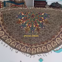 سفره قلمکاری گرد طوسی ترنج ریشه رنگی 