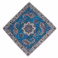 رومیزی ترمه ابریشمی برند هاشمی رنگ فیروزه ای