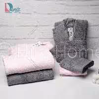 حوله ست دو نفره great رنگ سنگی و صورتی