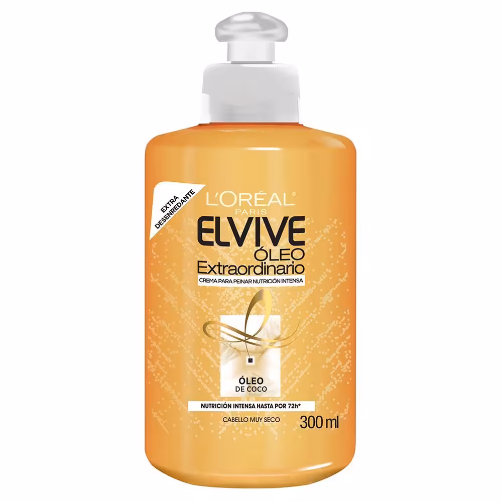 کرم حالت دهنده و تغذیه کننده حاوی روغن نارگیل لورال L'Oreal Crema para Peinar Oleo Extraordinario Coco Nutricion Intensa Elvive • خوش آرا