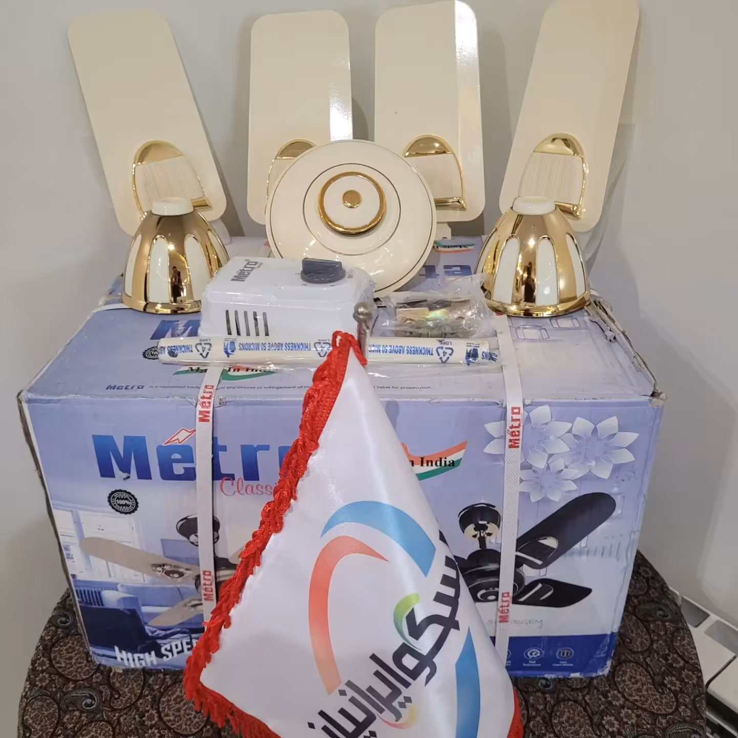 پنکه سقفی مارک مترو مدل کلاسیک   metro  هندی  اصل  پره کوتاه