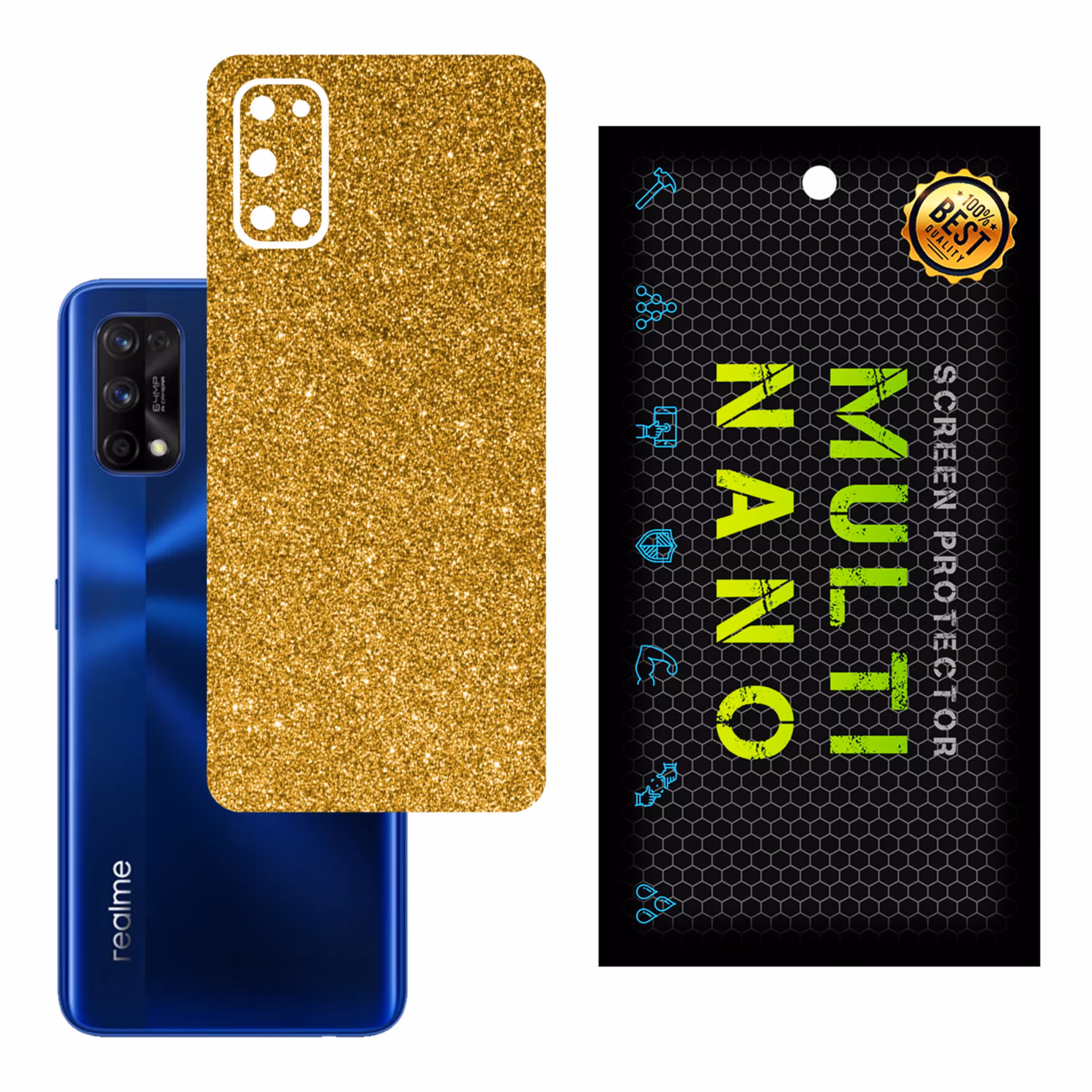 برچسب پوششی MultiNano مدل X-G1F-Gold برای پشت موبایل ریلمی 7 Pro