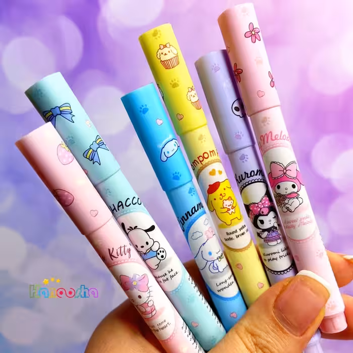 بسته 6 تایی ماژیک هایلایت شخصیت های سانریو (کورومی، ملودی، هلوکیتی و..)