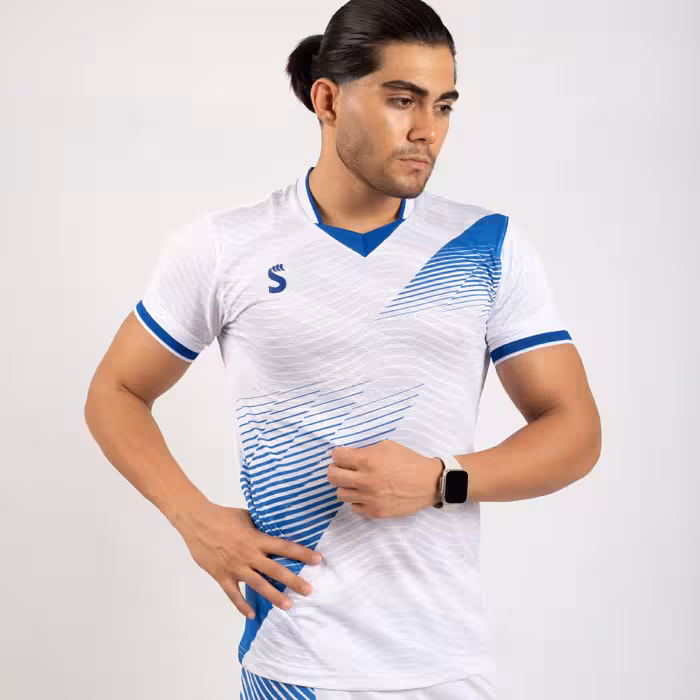 پیراهن شورت مدل تورنادو سفید/آبی کد 2230 سینا اسپرت