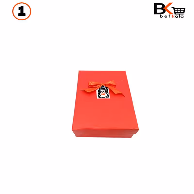 باکس کادویی مستطیلی پاپیون دار قرمز سایز یک 
