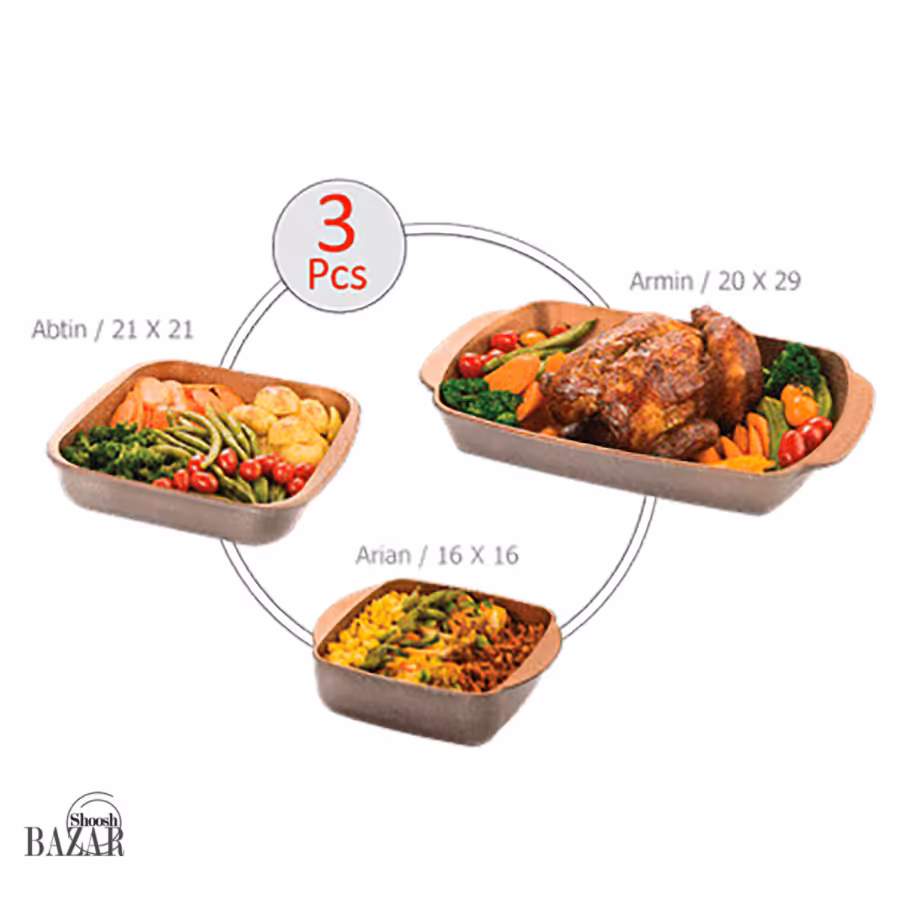 ست ظروف پخت و پز 3 پارچه پیرانیت نالینو مدل آریانا (Ariyana)