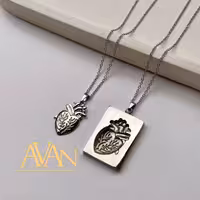 گردنبند ست آناتومی قلب رنگ ثابت باضمانت جنس استیل 