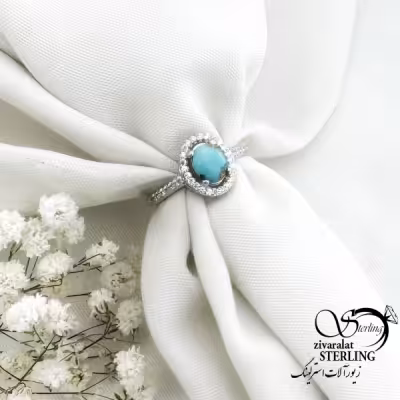 انگشتر نقره سنگ فیروزه نیشابور کد 15339