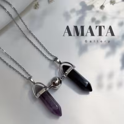 گردنبند کاپلی منشور سنگ امیتیست و اونیکس