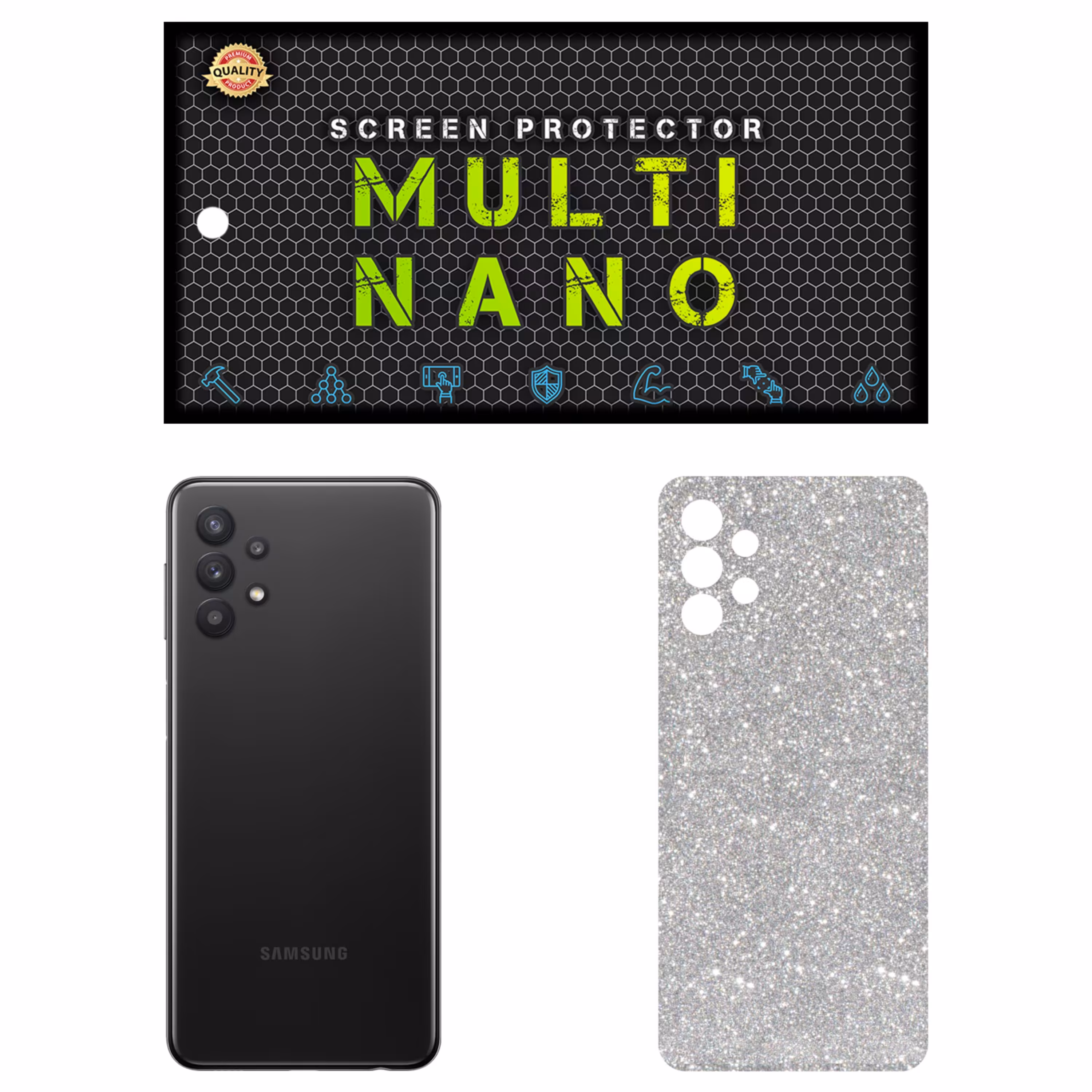 برچسب پوششی MultiNano مدل X-F1G برای پشت موبایل سامسونگ M32 5G رنگ نقره ای