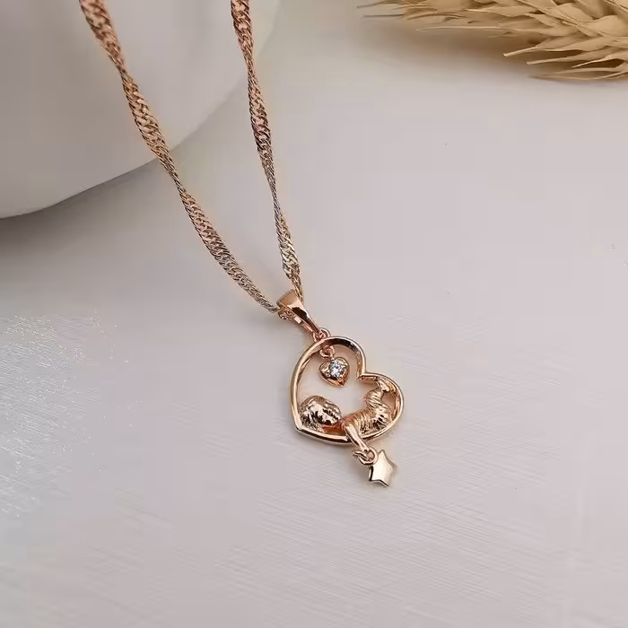 گردنبند و آویز طلایی قلب فرشته
