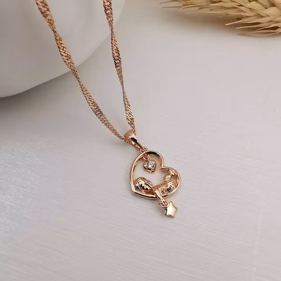 گردنبند و آویز طلایی قلب فرشته