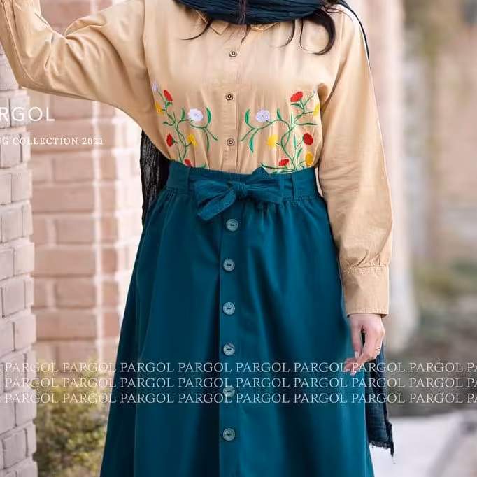 شومیز و دامن شمعدونی